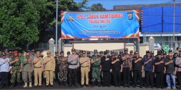 Polres Metro Polda Lampung Gelar Apel Sabuk Kamtibmas, Komitmen Bersama Masyarakat Jaga Kondusifitas Kota Metro