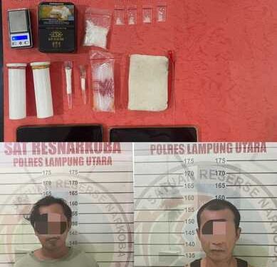 Ungkap Kasus Narkotika, Dua Pelaku dengan Puluhan Paket Sabu di Amankan Sat Narkoba Polres Lampung Utara